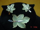 Frosted Cut Crystal & Sterling Maple Leaf Brooch & Screwback Earrings Set