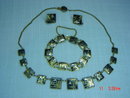 Vintage Japan Damascene 24K Necklace, Bracelet & Screwback Earrings