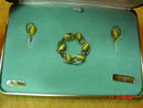 Van Dell 12K GF Tiger Eye Brooch & Screwback Earrings in Original Box