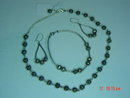 Silver Rose Bead Necklace, Bracelet & Pierced Earrings