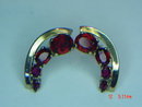 Gold Plated Ruby Red Rhinestone Castlemark Clip Earrings