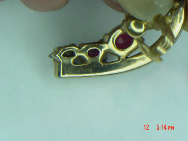 Gold Plated Ruby Red Rhinestone Castlemark Clip Earrings