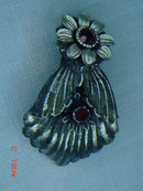 Celluloid Art Nouveau Black Flower Dress Clip