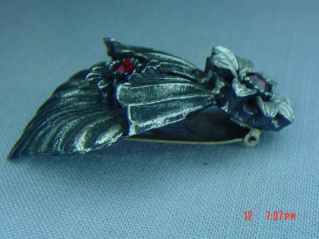 Celluloid Art Nouveau Black Flower Dress Clip