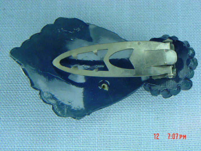 Celluloid Art Nouveau Black Flower Dress Clip
