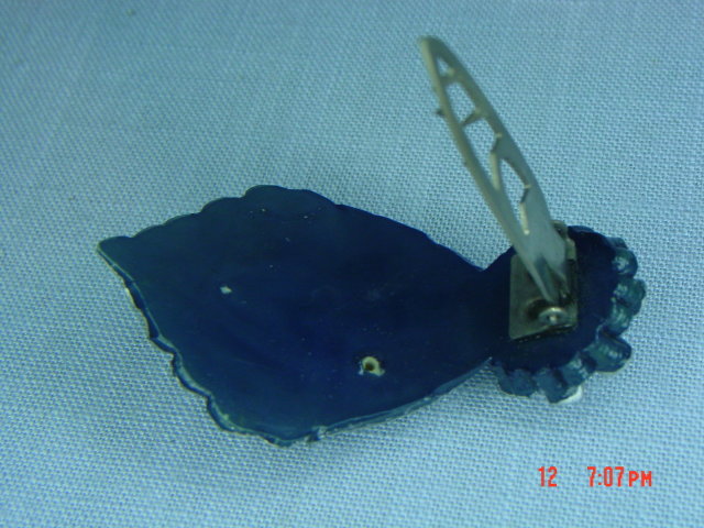 Celluloid Art Nouveau Black Flower Dress Clip
