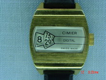 1970 Goldtone Cimier Digital Mechanical Jump Hour Wrist Watch