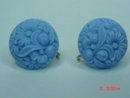 Baby Blue Celluloid Flower Screwback Earrings