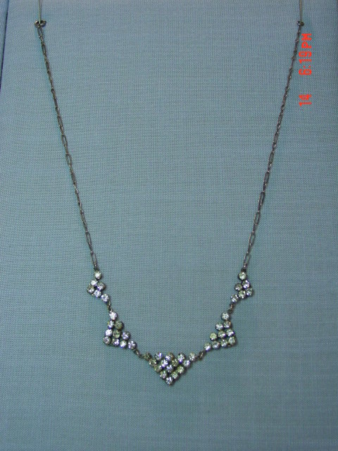 Antique Art Deco Silver & Rhinestone Necklace