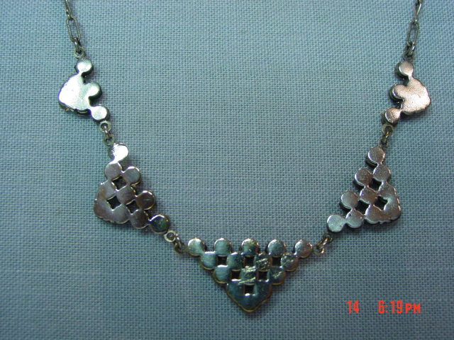 Antique Art Deco Silver & Rhinestone Necklace
