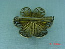800 Silver Gold Wash Vermeil Filigree Flower Brooch