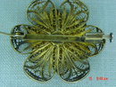 800 Silver Gold Wash Vermeil Filigree Flower Brooch
