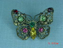 Antique Czechoslovakia Rhinestone Butterfly Brooch