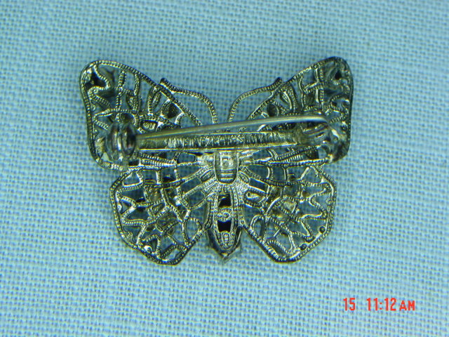 Czechoslovakia Rhinestone Butterfly Brooch
