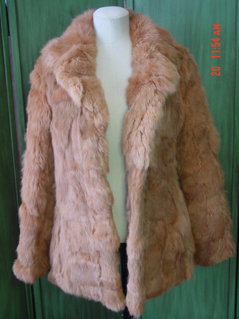 Korea Red Dyed Rabbit Fur Jacket Size M