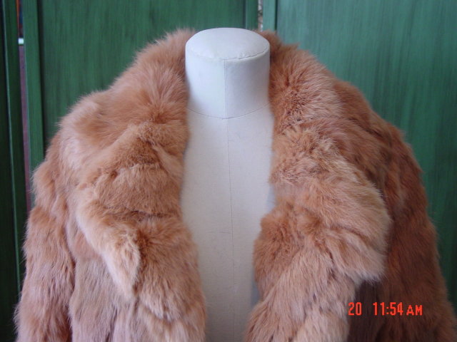 Korea Red Dyed Rabbit Fur Jacket Size M