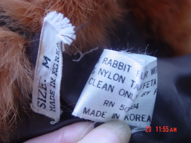 Korea Red Dyed Rabbit Fur Jacket Size M