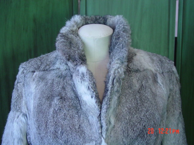 Imperial Hong Kong Mottled Gray Rabbit Fur Jacket Size Medium