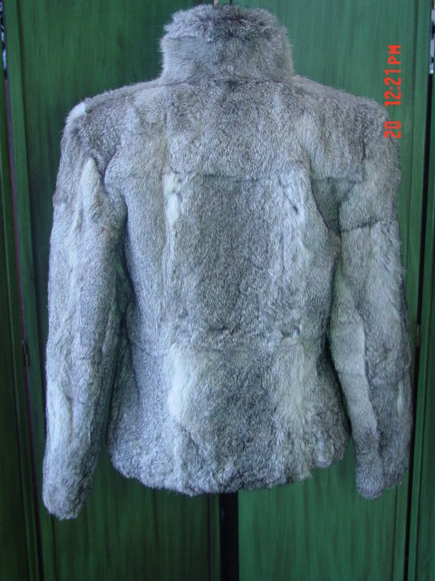 Imperial Hong Kong Mottled Gray Rabbit Fur Jacket Size Medium