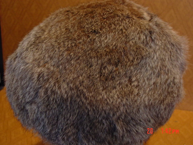Vintage Mottled Brown Rabbit Fur Beret Hat
