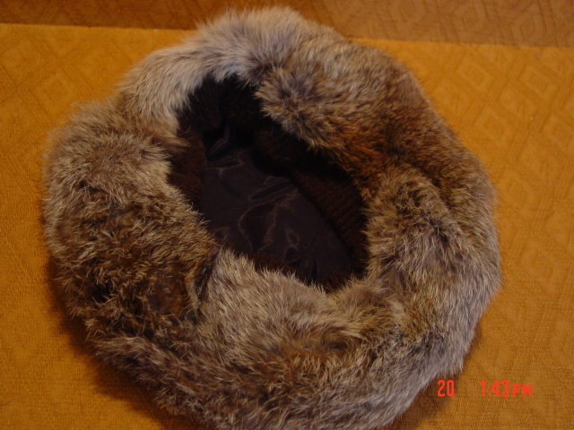Vintage Mottled Brown Rabbit Fur Beret Hat