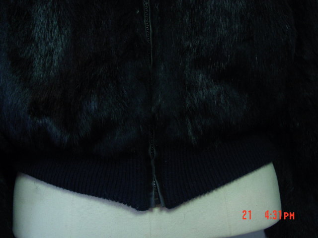 Vintage Hong Kong Black Rabbit Fur Jacket Size Large