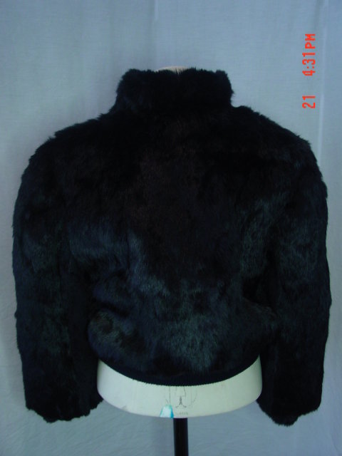 Vintage Hong Kong Black Rabbit Fur Jacket Size Large