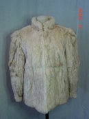 Vintage Hong Kong Mottled Cream & Light Brown Rabbit Fur Jacket Size Medium
