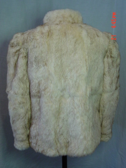 Vintage Hong Kong Mottled Cream & Light Brown Rabbit Fur Jacket Size Medium