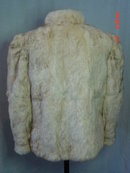 Vintage Hong Kong Mottled Cream & Light Brown Rabbit Fur Jacket Size Medium