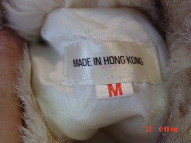 Vintage Hong Kong Mottled Cream & Light Brown Rabbit Fur Jacket Size Medium