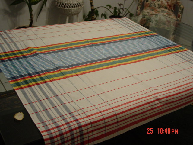 Czechoslovakia Plaid Linen Tablecloth