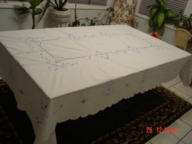 76x57 Damask Linen Tablecloth