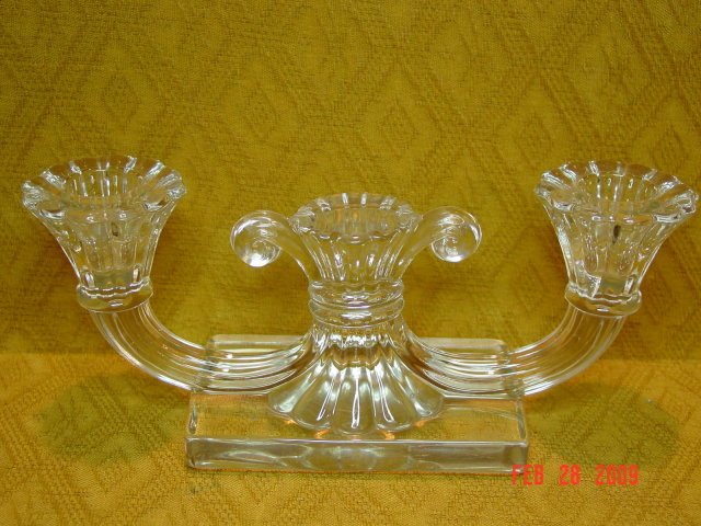 Pressed Glass Double Candleholder