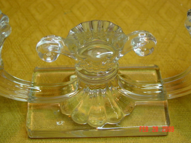 Pressed Glass Double Candleholder