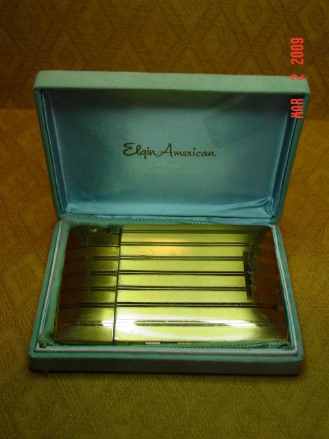 Goldtone Elgin American Magic Action Lite-O-Matic Cigarette Case with Lighter