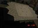 Embroidered Linen Tablecloth with Crochet Lace