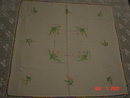 Embroidered Linen Tablecloth with Crochet Lace