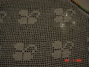 Embroidered Linen Tablecloth with Crochet Lace