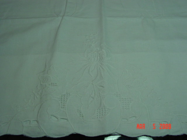 Pair of White Cutout Embroidered Cotton Pillowcases