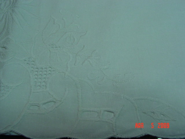 Pair of White Cutout Embroidered Cotton Pillowcases