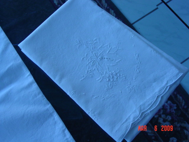 Pair of White Embroidered Pillow Cases