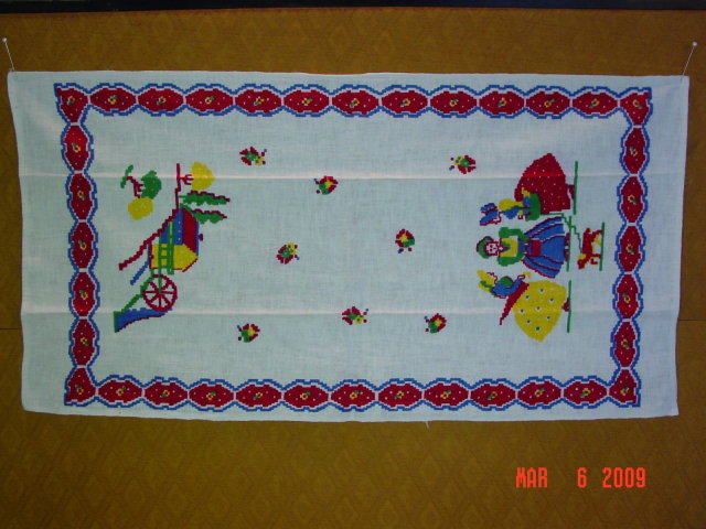 Vintage Pa. Dutch Design Linen Dish Hand Towel
