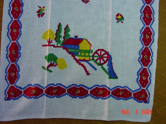 Vintage Pa. Dutch Design Linen Dish Hand Towel
