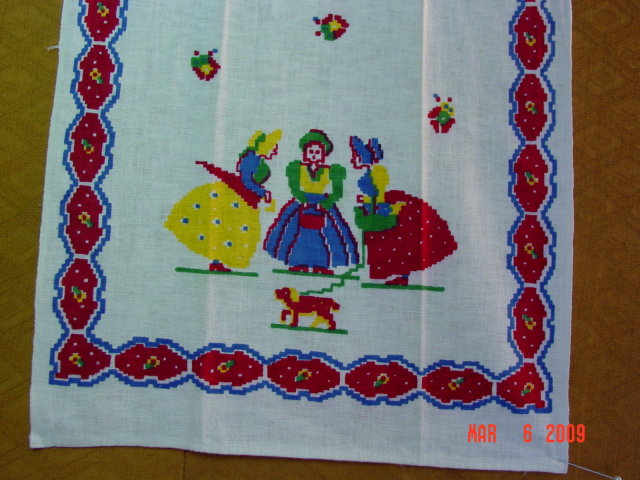 Vintage Pa. Dutch Design Linen Dish Hand Towel