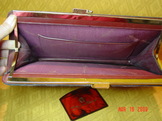 Vintage Burgundy Leather Clutch Handbag by Etienne Aigner