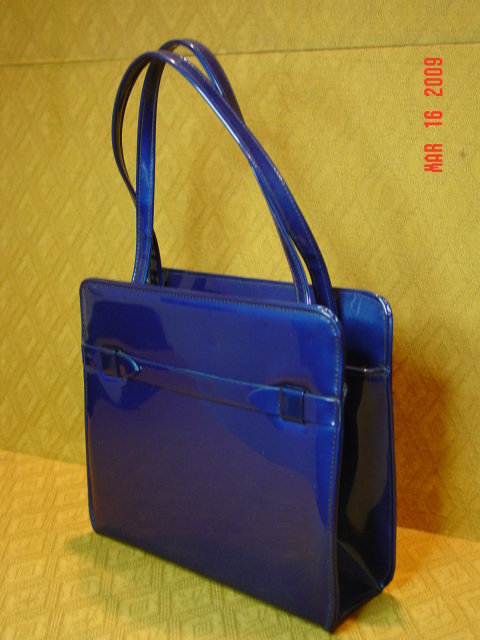 Vintage Navy Blue Vinyl Handbag by Garay