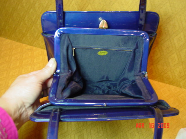 Vintage Navy Blue Vinyl Handbag by Garay