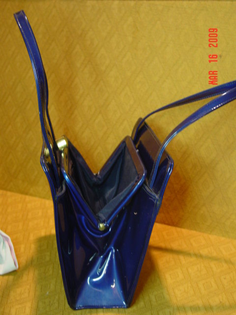 Vintage Navy Blue Vinyl Handbag by Garay