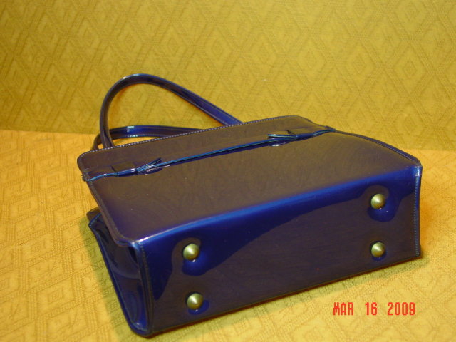 Vintage Navy Blue Vinyl Handbag by Garay